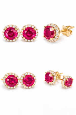 Ruby Halo Earrings