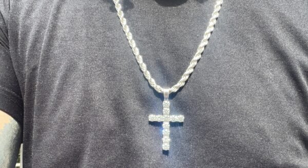 Moissanite Silver Cross Pendant