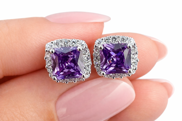 Amethyst Cushion Earrings